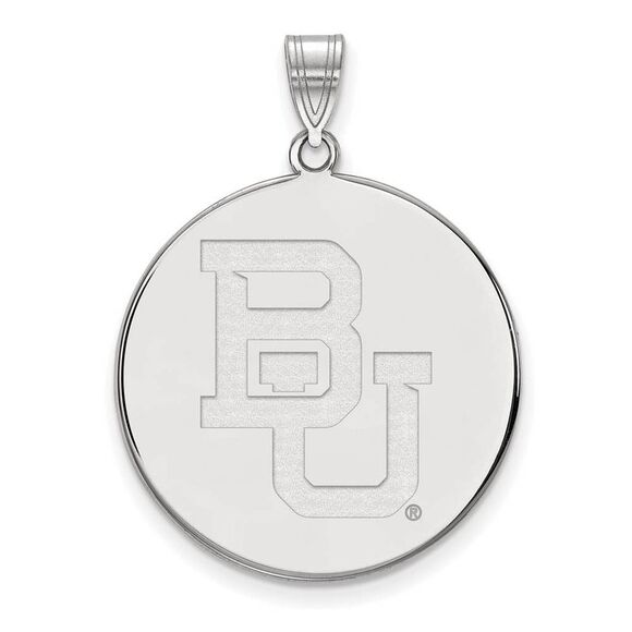 14k White Gold Baylor U XL 'BU' Disc Pendant